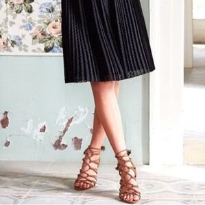 Sezane High Irene Sandals Leather Ankle Strap Heels Tassels